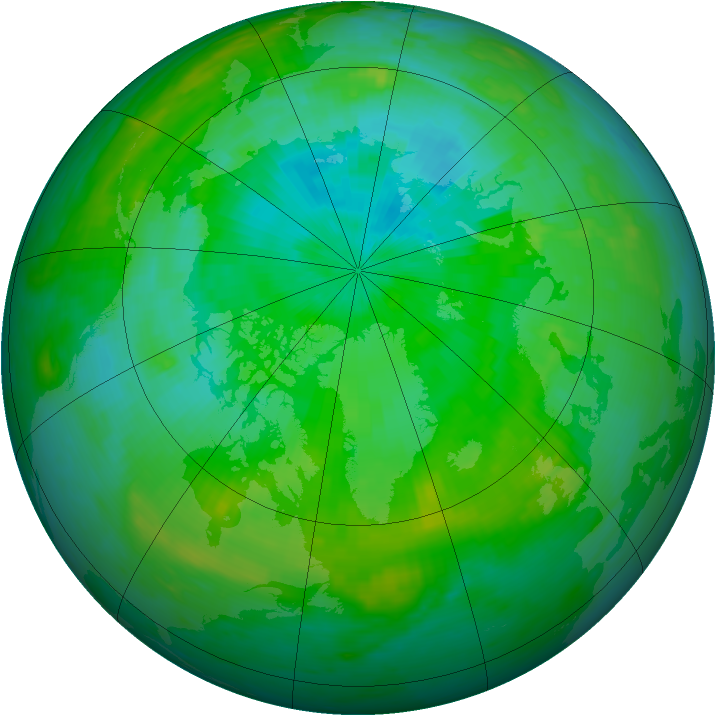 Arctic ozone map for 03 August 1992